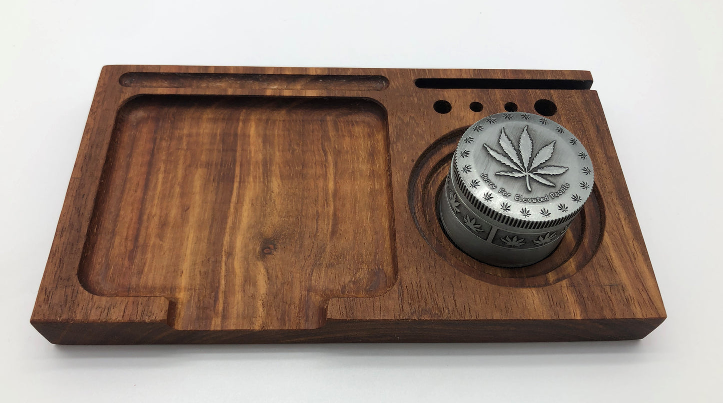 Large hardwood rolling tray