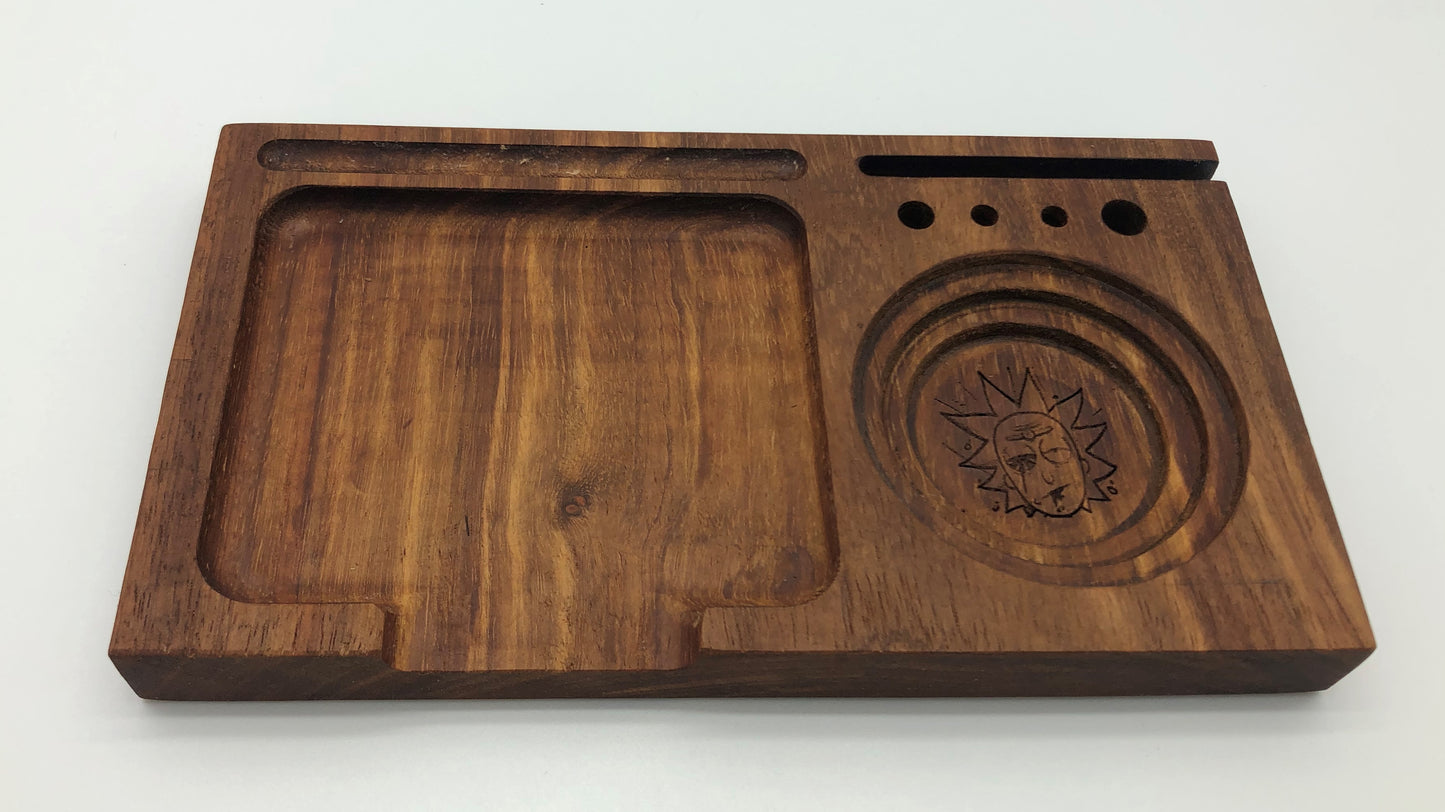 Large hardwood rolling tray